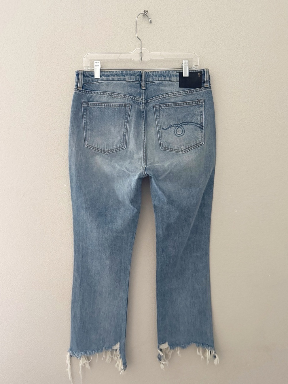 R13 Kick Fit Torn Straight Jeans 30 Mason Blue Denim Raw Hem Minimalist NWT - Picture 8 of 16
